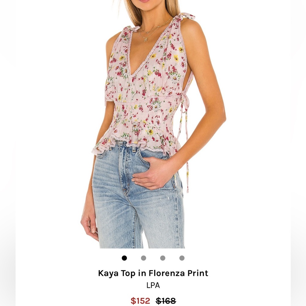 LPA Pink floral tank top with tie straps